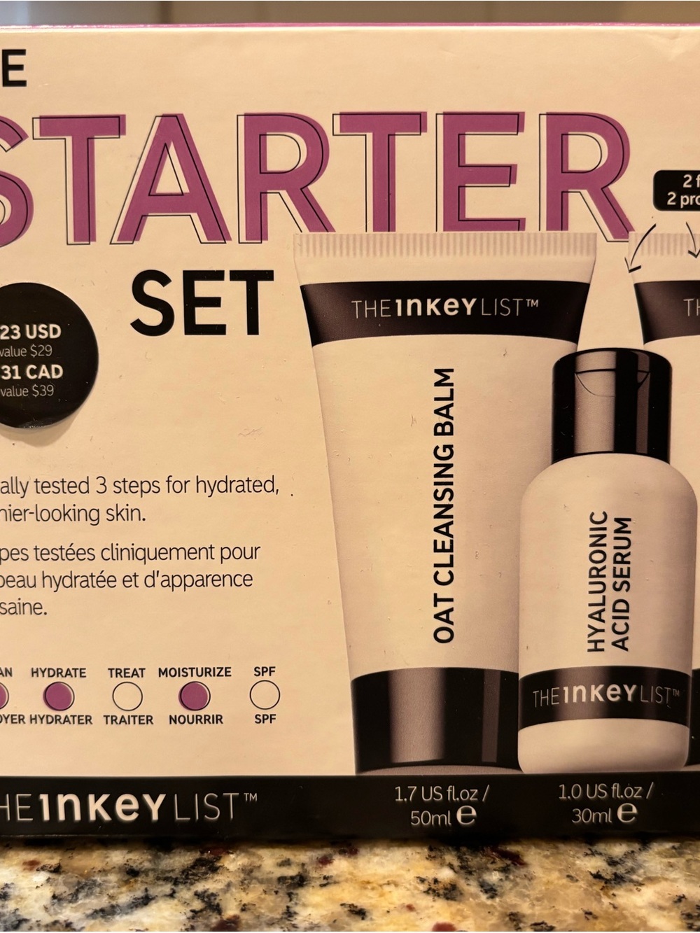 Oat Cleansing Balm,Hyaluronic Acid Serum And Omega Water Cream Starter Set.